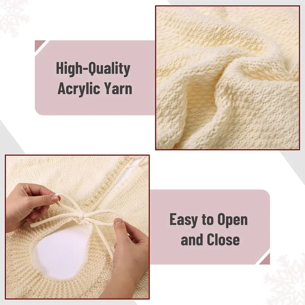 Mr. Pen Christmas Tree Skirt - 36 Inch Knitted Xmas Tree Skirt